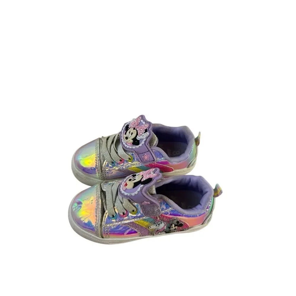 Minnie Mouse unicorn rainbow size‎ 8 tennis shoes shiny faux laces